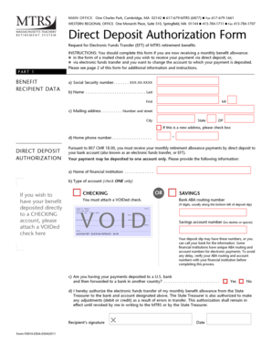 MTRS Direct Deposit Authorization Form
