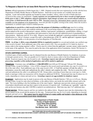 Iowa Birth Record Application Form