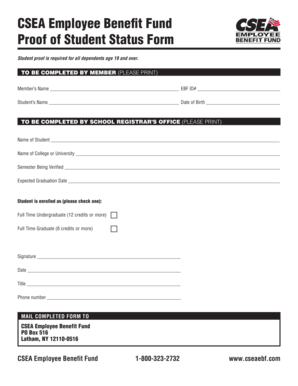 CSEA Employee Benefit Fund Student Proof Form