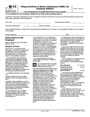 Form W-11 Employee Affidavit