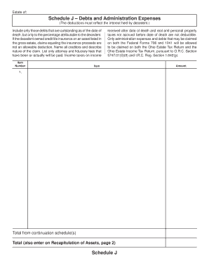 Schedule J – Debts and Administration Expenses
