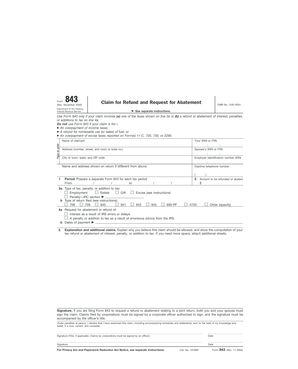 Form 843 Claim for Refund and Request for Abatement