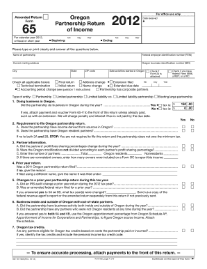 Oregon Partnership Return of Income