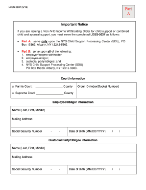 New York Income Withholding Order for Support