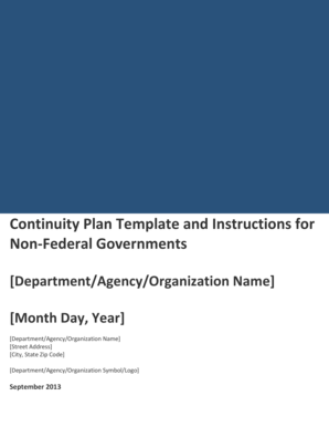 Continuity Plan Template for Non-Federal Governments
