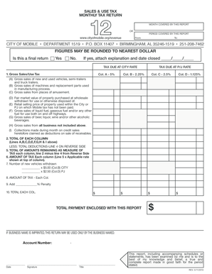 Sales and Use Tax Monthly Return