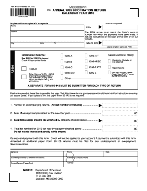 Mississippi Annual 1099 Information Return