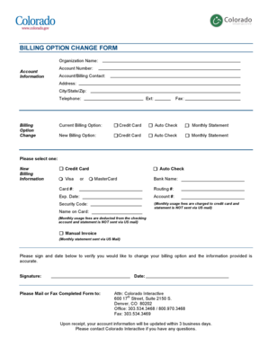 Billing Option Change Form