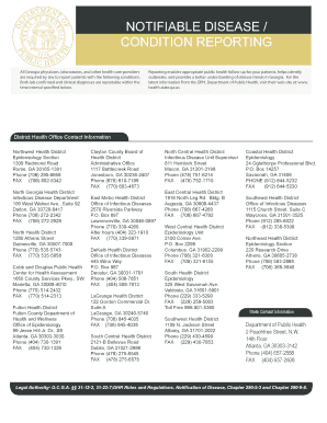 Georgia Notifiable Disease Condition Report Form