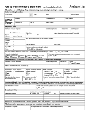 Group Life Insurance Claim Form