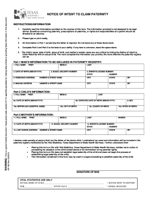 Notice of Intent to Claim Paternity