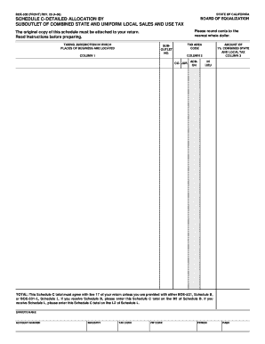 California Schedule C - Detailed Allocation by Board of Equalization