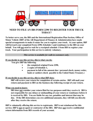 IRS Form 2290 Truck Registration Service