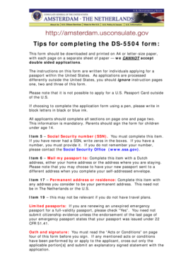 US Passport Application Form DS-5504