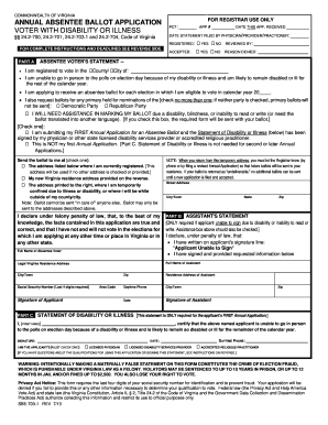 Virginia Annual Absentee Ballot Application