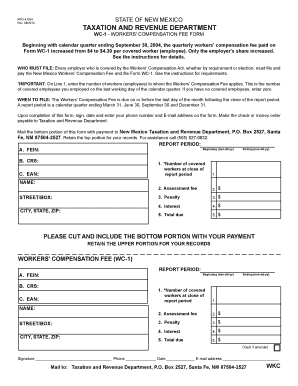 New Mexico Workers' Compensation Fee Form WC-1