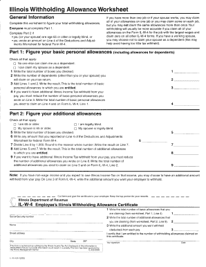 Illinois Withholding Allowance Worksheet