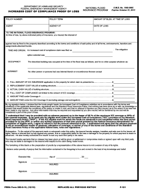 Increased Cost of Compliance Proof of Loss Form