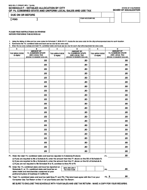 California Schedule F - Detailed Allocation by City