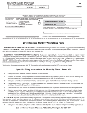 Delaware Withholding Tax Return Form W1 9301
