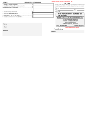 Form W1 Employer’s Withholding