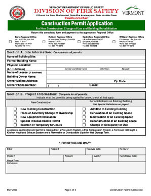 Vermont Construction Permit Application