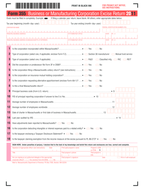 Massachusetts Business Corporation Excise Return