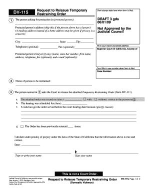 Request to Reissue Temporary Restraining Order