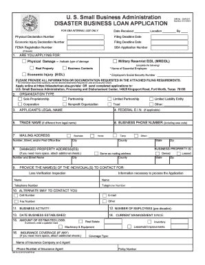 Disaster Business Loan Application