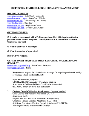 California Divorce Response Form