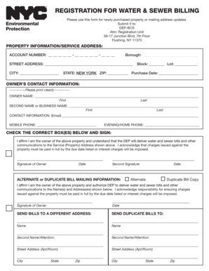 New York Water and Sewer Billing Registration Form