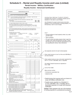Schedule E Rental and Royalty Income Form