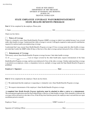 State Employee Coverage Waiver/Reinstatement Form