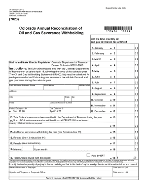 Colorado Annual Reconciliation of Oil and Gas Severance Withholding