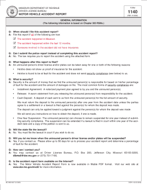 Missouri Motor Vehicle Accident Report