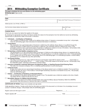 California Withholding Exemption Certificate