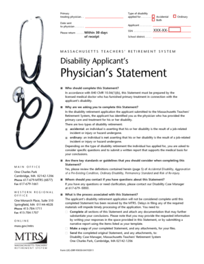 Massachusetts Teacher Disability Physician Statement