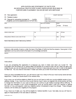 California Foster Care Medi-Cal Application