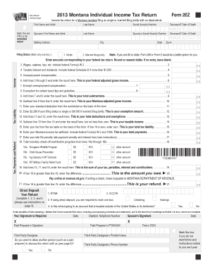 2013 Montana Individual Income Tax Return Form 2EZ
