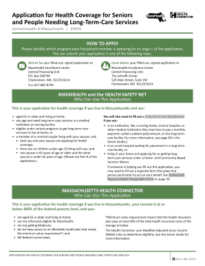 Massachusetts Health Coverage Application for Seniors and Long-Term Care