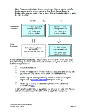 California Single Subject Teaching Credential Application Checklist