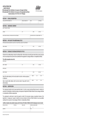 California Unobtainable Title Certification for Salvage Certificate
