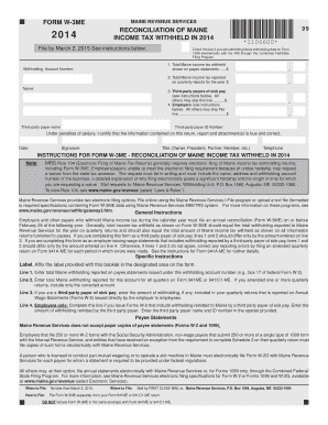 Maine W-3ME Form 2014