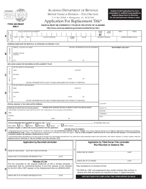 Alabama Replacement Title Application