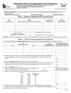 Nebraska Child and Dependent Care Expenses Form 2441N