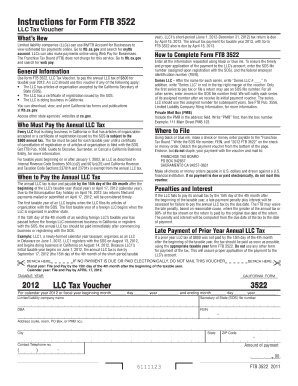 California LLC Tax Voucher Form FTB 3522