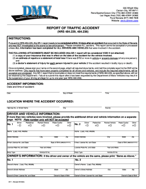 Nevada Traffic Accident Report Form SR-1
