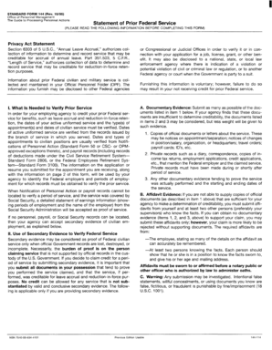 Statement of Prior Federal Service