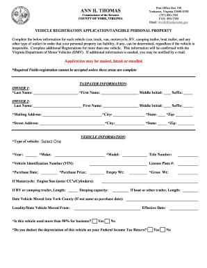 Vehicle Registration Application York County