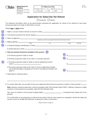 Ohio Sales and Use Tax Refund Application